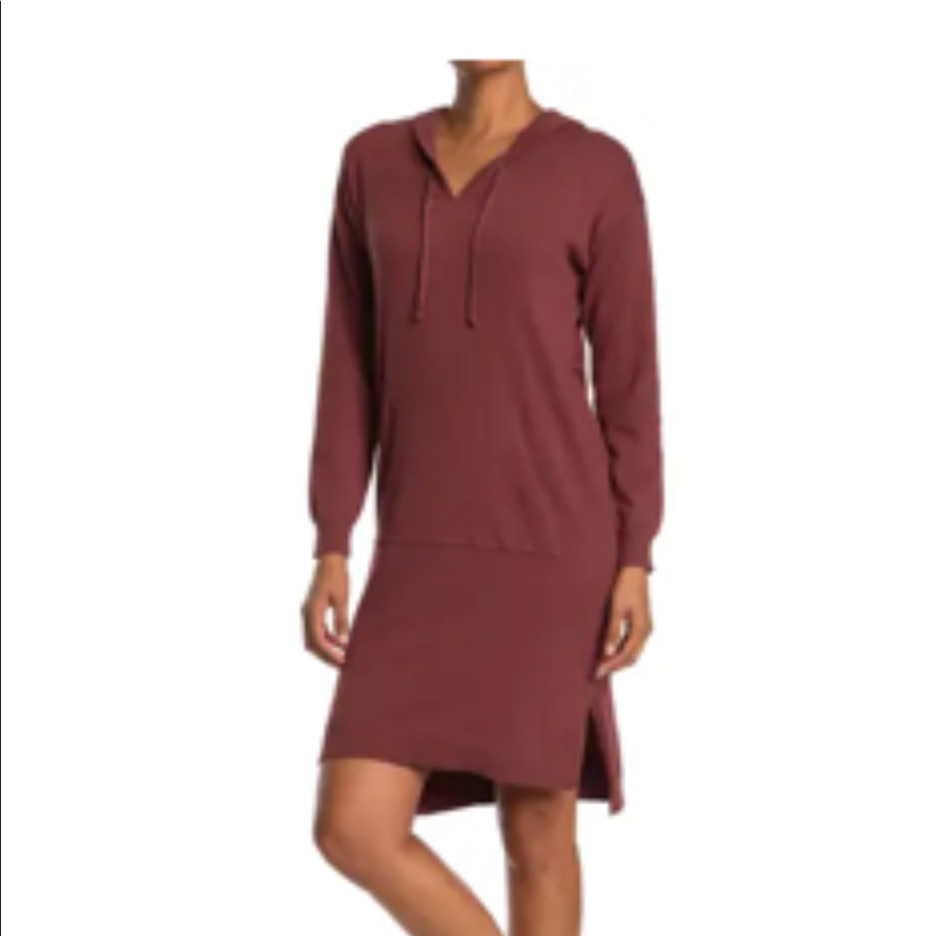 Joey Pocket Hooded Sweater Dress - Redwood
